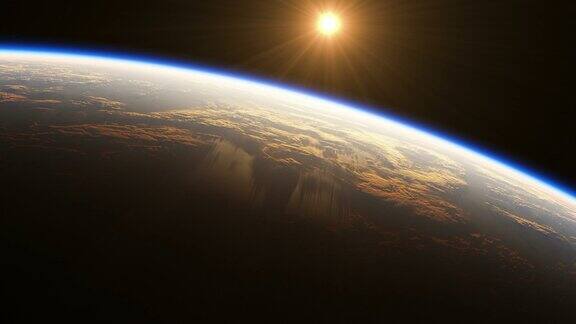 地球日出从太空看地球
