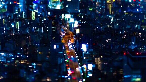 东京市区微型高速公路的夜间时间推移倾斜