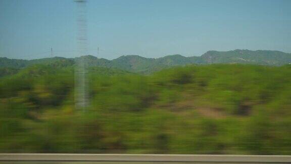 阳光明媚的一天杭州区火车公路旅行窗口查看pov全景4k中国