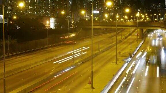 香港市中心晚上的交通状况缩小时间间隔