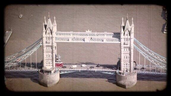 老电影塔桥鸟瞰图伦敦英国4k