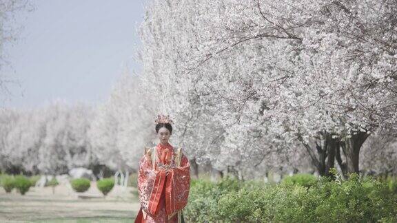 中国妇女穿着汉服古代服装