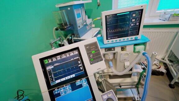 医院重症监护室的新设备重症监护病房的医疗监护仪显示病人的病情现代化的设备在复活室
