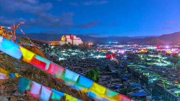 4K延时电影《夜至日出》日喀则寺日喀则中国西藏