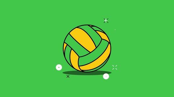 简单的动画与滚动的排球球在平面设计风格无缝循环运动球运动图形