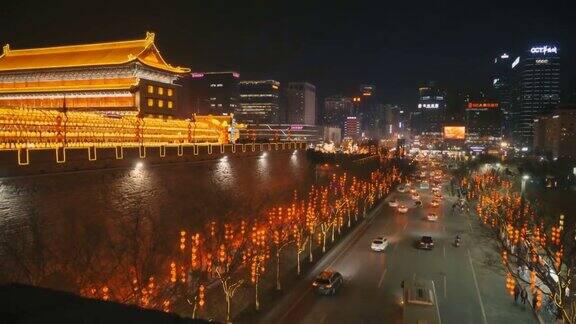 中国西安春节期间的街景