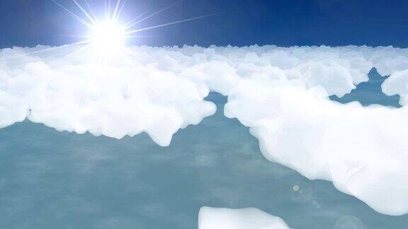 在云层上飞行抽象的卡通飞机飞机天空平流层4k