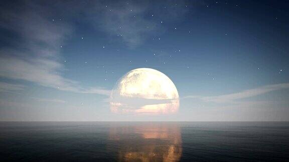 月亮夜大海4k