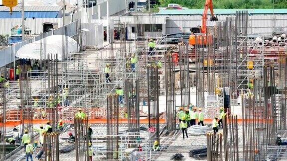 4k延时俯视图的建筑工地