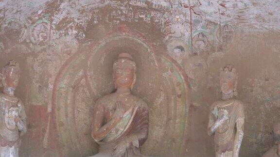 中国甘肃冰灵寺的佛教石窟雕塑联合国教科文组织世界遗产