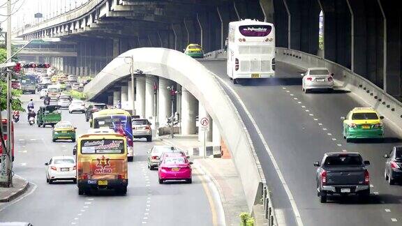 泰国曼谷交通堵塞的时间流逝