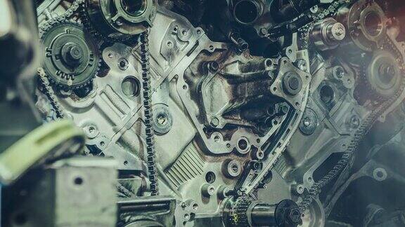 V8汽车发动机维修4k延时视频
