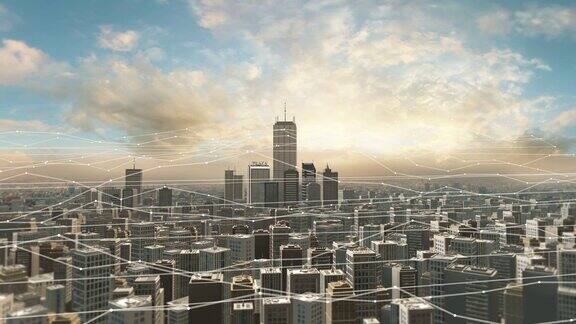 鸟瞰图城市与未来的网络连接