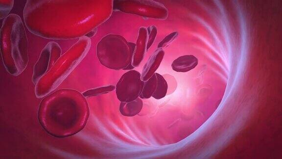 红血球通过动脉在血液循环-三维插图