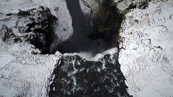 Skogafoss瀑布鸟瞰图在冰岛