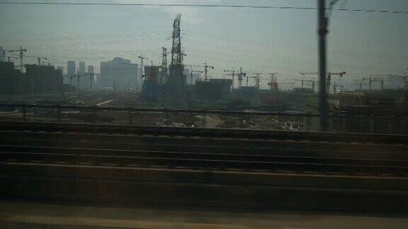 阳光明媚的一天杭州火车公路旅行窗口查看pov全景4k中国