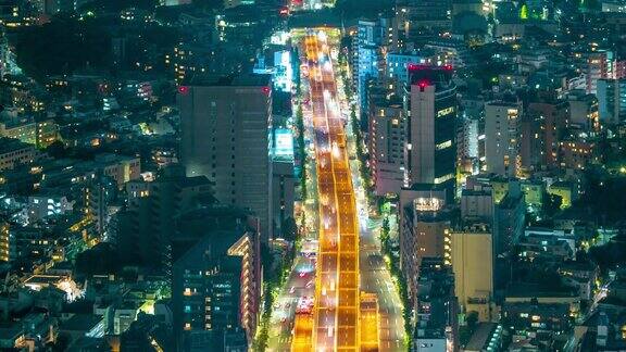 东京夜间关闭高速公路时间流逝