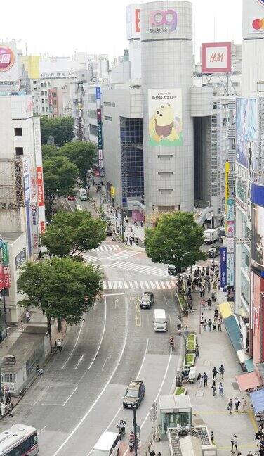 日本东京涩谷十字路口鸟瞰图