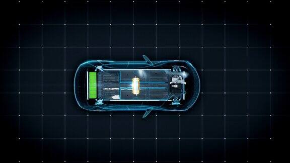电子离子电池回声车充电汽车电池电池电量检查未来车前视图4k的电影