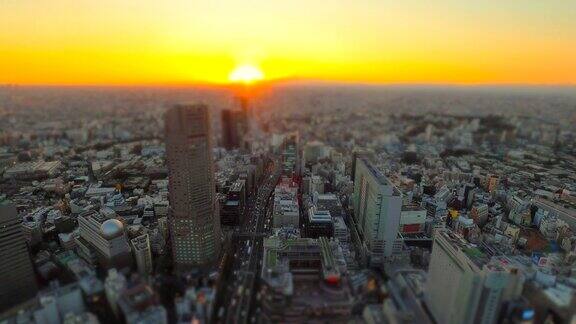 日落时分的东京倾斜移位