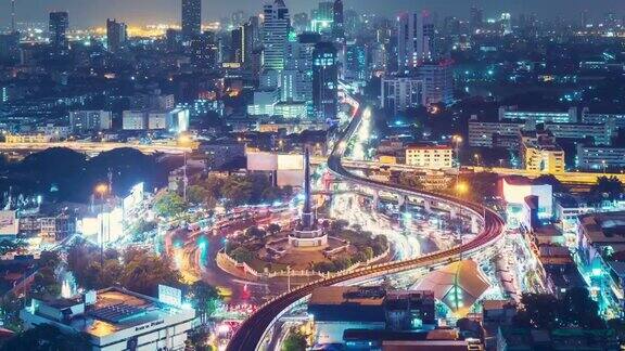 曼谷夜间交通环形路延时4k右平移