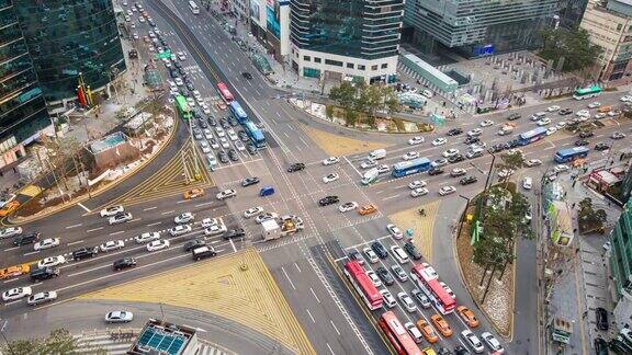 时光流逝韩国首尔江南区的交通