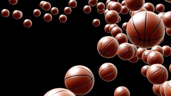 篮球落在曲线上循环与阿尔法通道3D动画