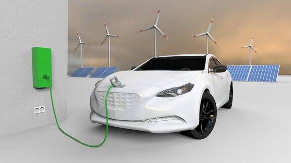 电动汽车太阳能电池板风力涡轮机