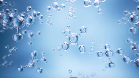 抽象的蓝色背景与分子物理或化学设计