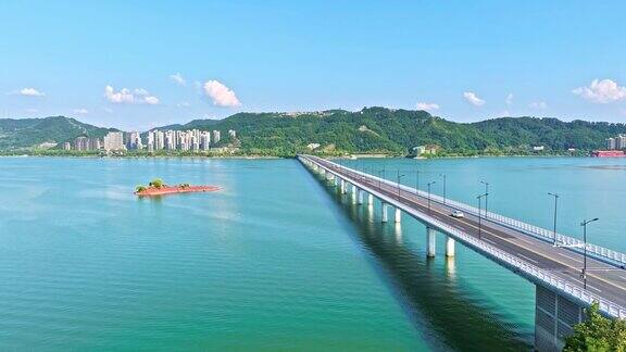 杭州千岛湖桥景鸟瞰图