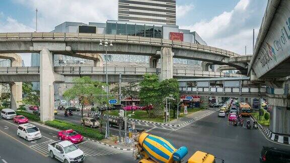 泰国曼谷市中心的交通延时