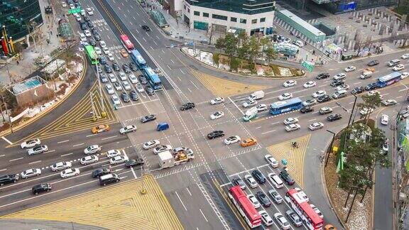 时光流逝韩国首尔江南区的交通