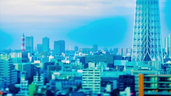 东京天空树附近的时间推移在东京的城市倾斜