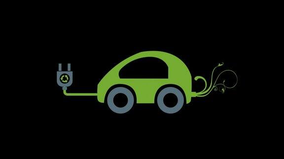 生态汽车图标动画车辆循环动画与alpha通道绿色屏幕