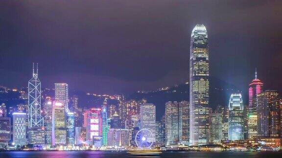 延时拍摄-香港维多利亚港城市夜景