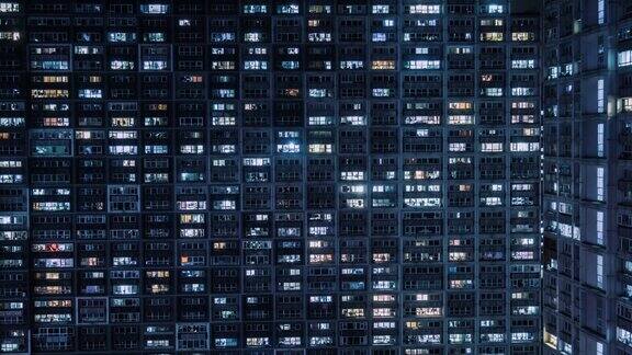 TD住宅楼鸟瞰图夜间窗户闪烁北京中国