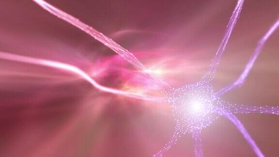 闪烁闪亮的3d神经元细胞在未来的运动背景