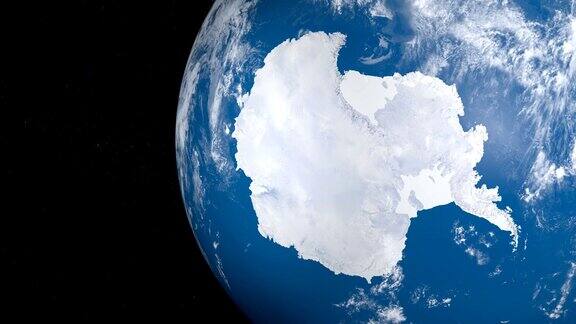 南极洲南极在地球上旋转从外太空看