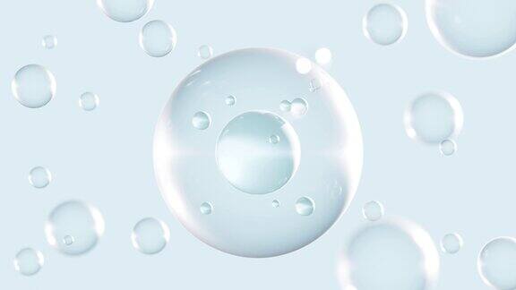 液体气泡中的分子健康产品和背景三维循环动画