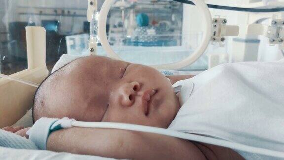 医院孵化器内的新生儿