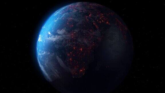 夜晚的非洲从太空看地球