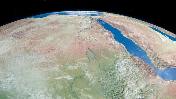 从外太空鸟瞰地球上的尼罗河