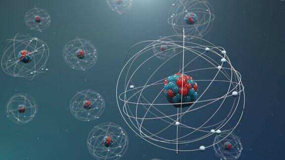原子结构原子是构成化学元素的物质的最小层次核反应纳米技术中子和质子原子核可循环无缝4K3D动画