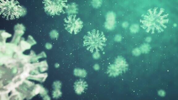 漂浮在空中的病毒细胞3D渲染