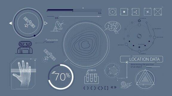 alpha频道卫星互联网和地理定位信息图动画