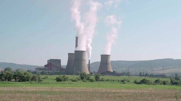 火力发电厂吸烟工业烟囱核能
