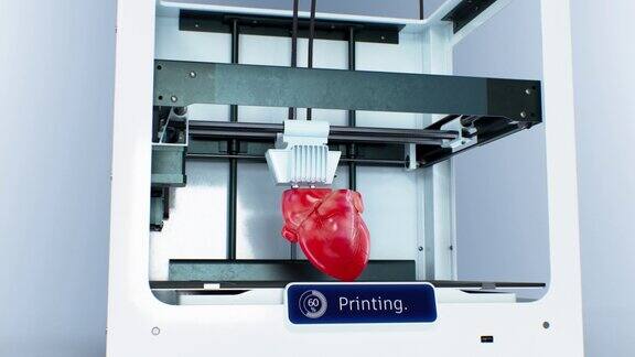 3d打印机制作人体心脏工作过程心脏植入物打印插图现代医疗自动化生产技术理念美丽的3d动画延时
