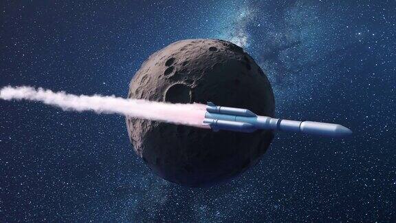 火箭飞越月球3d渲染