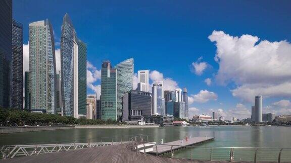 新加坡中央商务区蓝天飘云4K延时