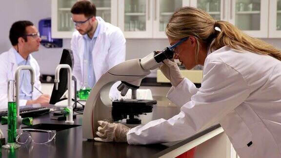 年轻的科学家们在实验室里一起工作